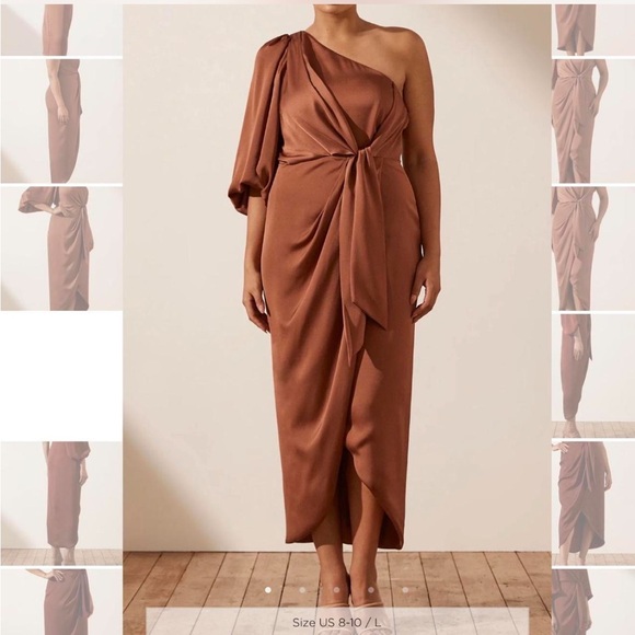 Shona Joy Tie front one shoulder midi dress - Picture 7 of 8